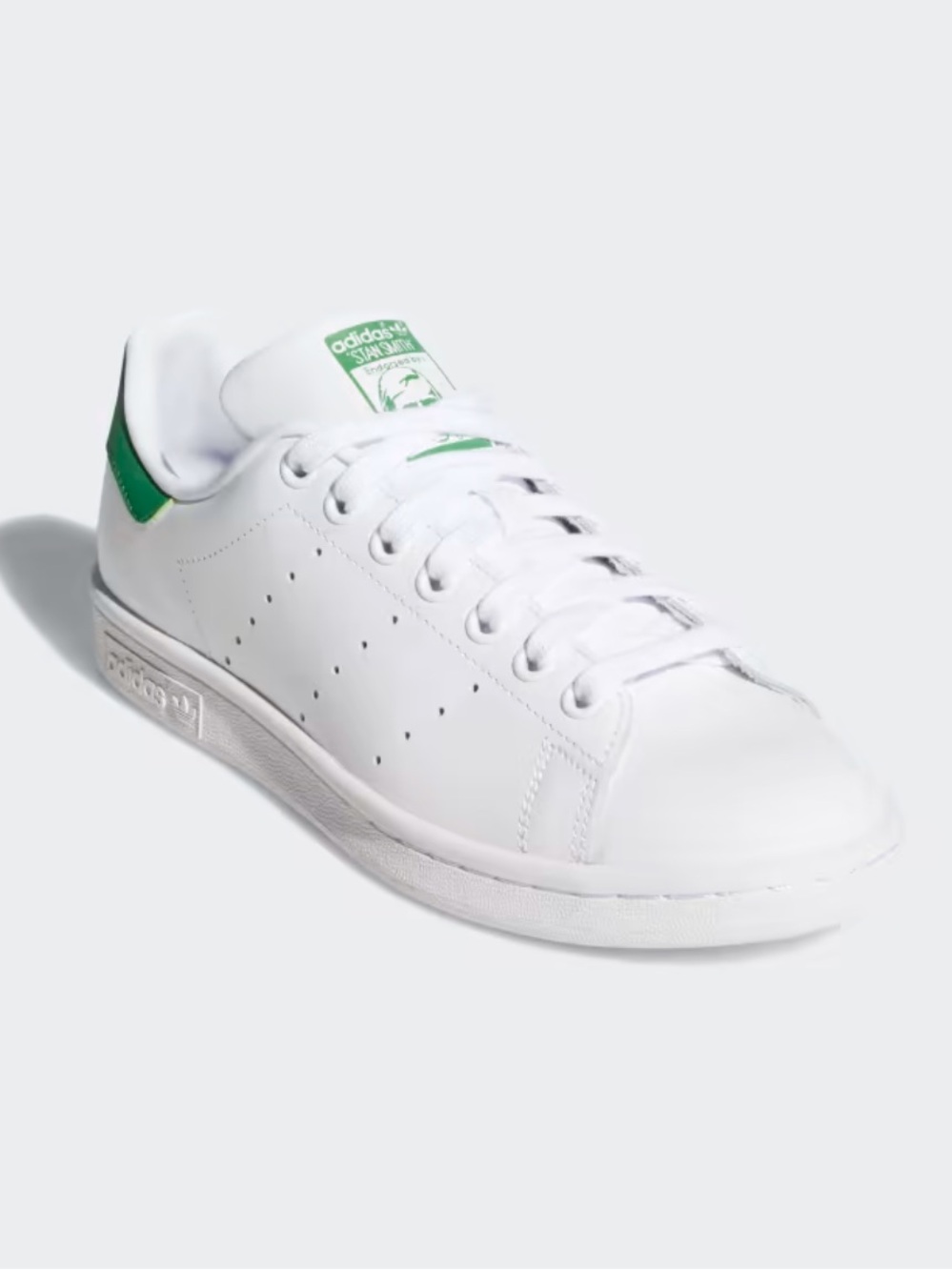 Adidas Stan Smith White Sneakers with Green Heel Tab
